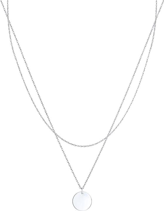 Elli 2-lagige Kette mit Plättchen-Anhänger (Sterling Silber, 42 cm)