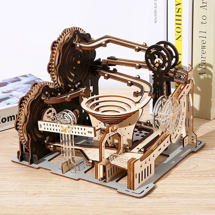 Immagine prodotto The Toy Company 3D Holz Kugelbahn, Murmelbahn Puzzle aus Holz, batteriebetrieben