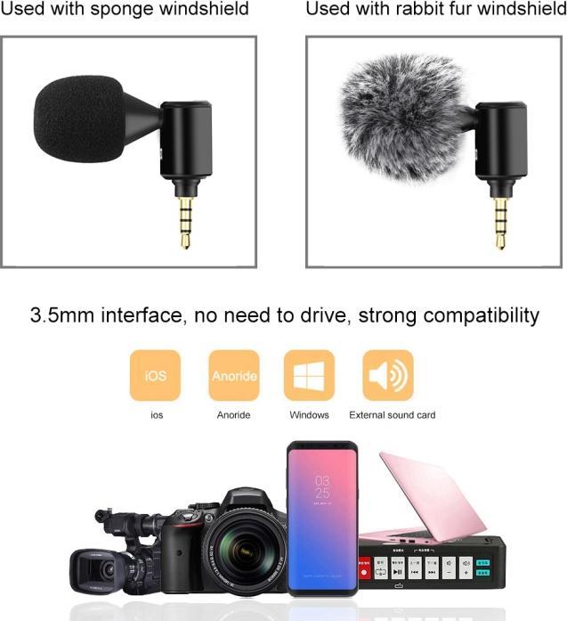 Immagine prodotto Puluz 3.5mm Jack Mobile Phone Single Directional Adjustable Microphone (Black)