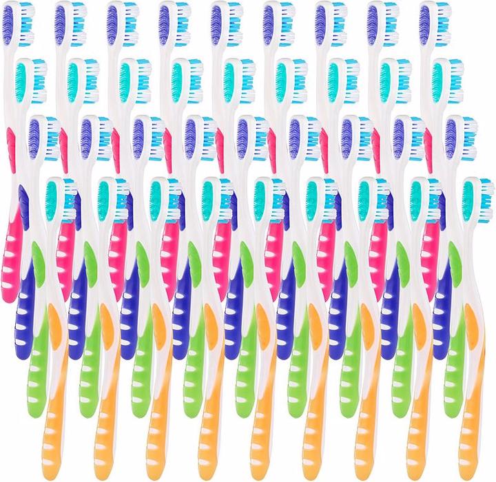 Produktbild Newgen medicals 36er-Pack Marken-Zahnbürsten mit Zungenreiniger, HART, 4 Farben (Hart, 36 x)