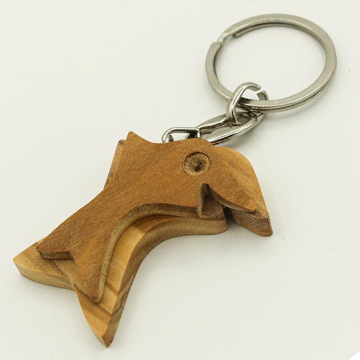 Image du produit Natura Punto Porte-clés dauphin, en bois d'olivier, marron, 5 x 5cm