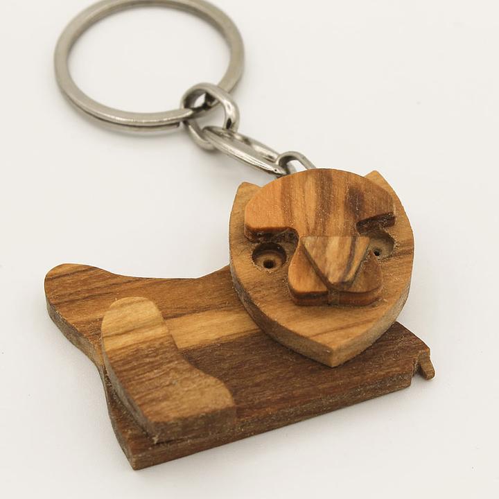 Produktbild Natura Punto Schlüsselanhänger Katze, aus Olivenholz, braun, 5 x 5cm