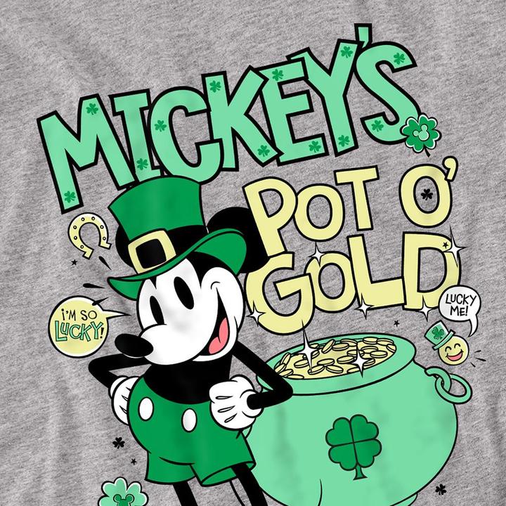 Actual product image Mickey Mouse Unisex Adult Pot O Gold St Patricks Day T-Shirt (L)