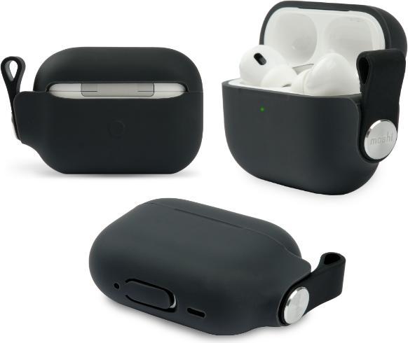 Actual product image Moshi Pebbo Protective Case For Airpods Pro 2 - Silicone- Black (Headphone bag)