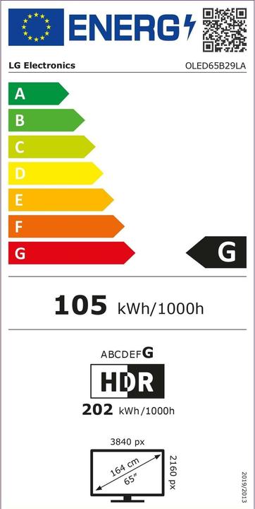 Energie-Label LG OLED65B29LA (65", B2, OLED, 4K, 2022)