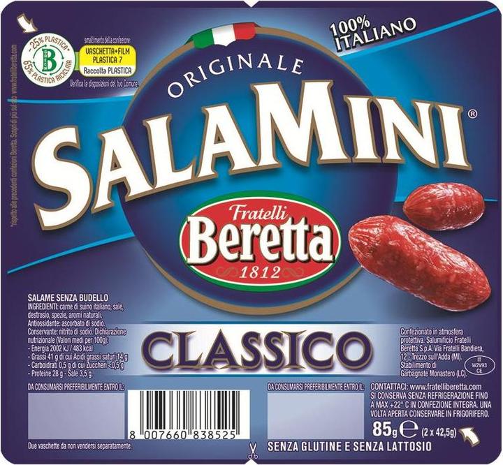 Immagine prodotto Beretta Snack di carne Salamini Classici 85 g (85 g)
