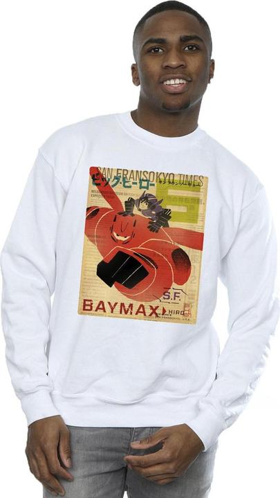 Actual product image Disney Mens Big Hero 6 Baymax Flying Baymax Newspaper Sweatshirt (XXL)