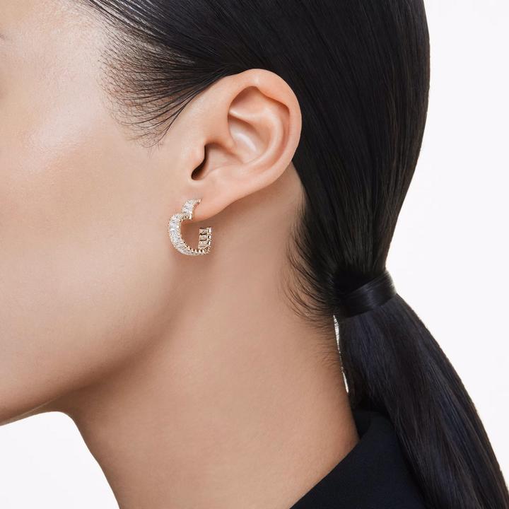 Produktbild Swarovski Matrix Kreolen Baguette Schliff Herz Klein Weiss Gold (Swarovski Metall)