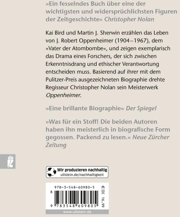 Immagine prodotto J. Robert Oppenheimer (Tedesco, Martin J. Sherwin, 2010)