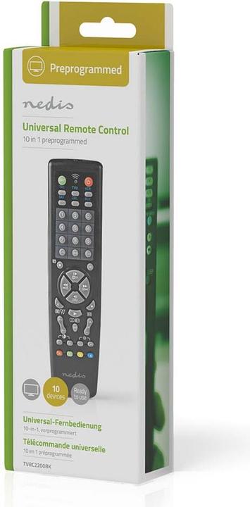 Actual product image Nedis Universal remote control Pre-programmed 10 devices Memory buttons/TV Guide button Infrared Weakness (Universal remote control, Infrared)