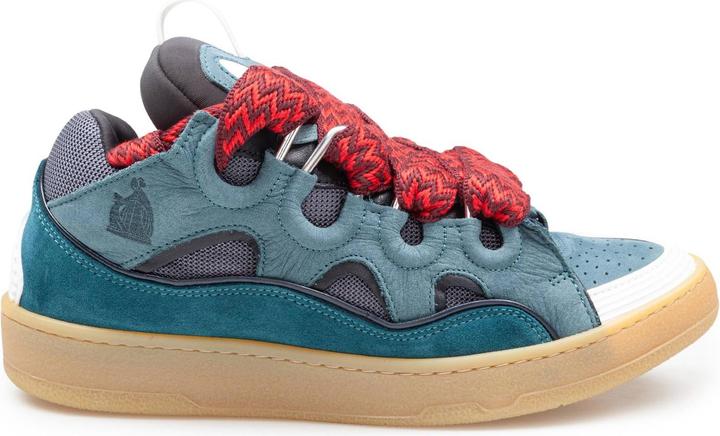 Lanvin curb sneakers in suede and fabric color blue and red (42)