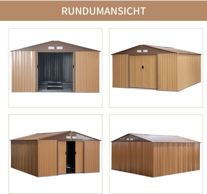 Image du produit Swisshandel24 Abri de jardin avec plaque de fond Abri de jardin Abri de jardin en métal brun 340 x 386 x 200 cm