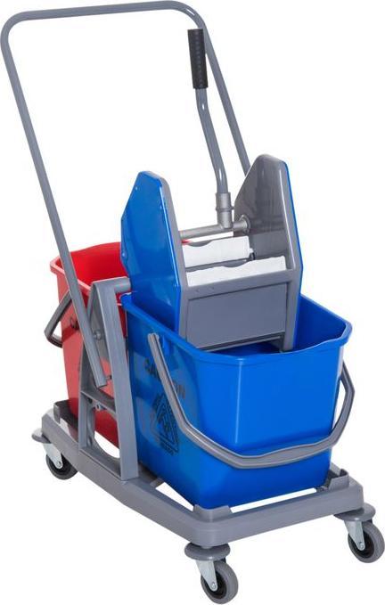 Produktbild Swisshandel24 Putzwagen Reinigungswagen Wischwagen mit 2 Eimern Systemwagen mit 4 leichtgängigen Rollen Metall+PP (1 Stk.)