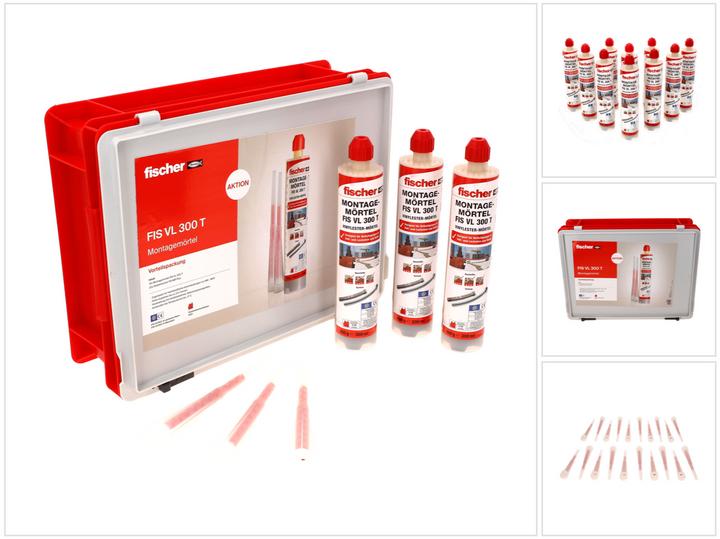 Productafbeelding Fischer Montage mortel FIS VL 300 T vinylester 2K mortel ( 558724 ) + 10x patronen + 20x statische...