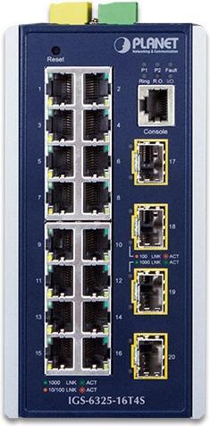 Immagine prodotto Planet Industriale L3 16 porte 1000T + 4 porte 1000X SFP (16 Porti)