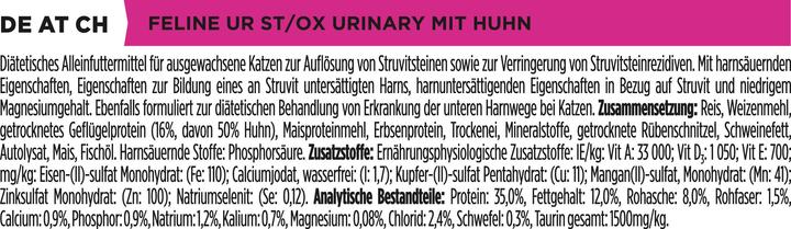 Valeurs nutritives et ingrédients Purina ONE PPVD UR St/Ox Urinary Chkn Cat1.5kg (Adulte, 1 pcs, 1500 g)