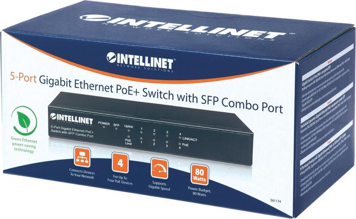 Actual product image Intellinet Gigabit Ethernet Power Over Ethernet Support Network Switch (5 Ports)