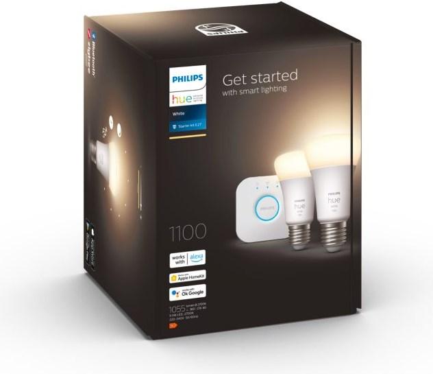 Actual product image Philips Hue White Starter Set (E27, 9.50 W, 1055 lm, 2 x, F)