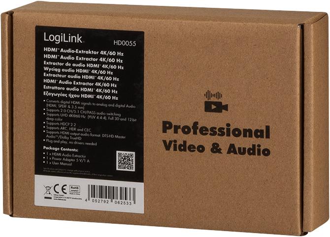 Immagine prodotto LogiLink Estrattore audio HDMI, 2CH/5.1CH, SPDIF, /60Hz