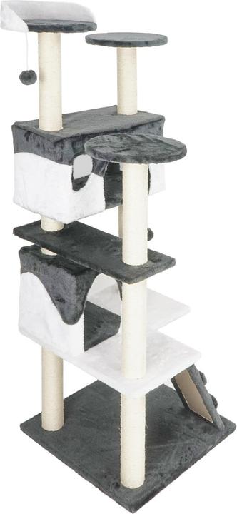 Produktbild Wiltec Kratzbaum Grau/Weiss 130cm Katzenkratzbaum Katzenbaum Kletterbaum Katze (130 cm, Grau/Weiss)