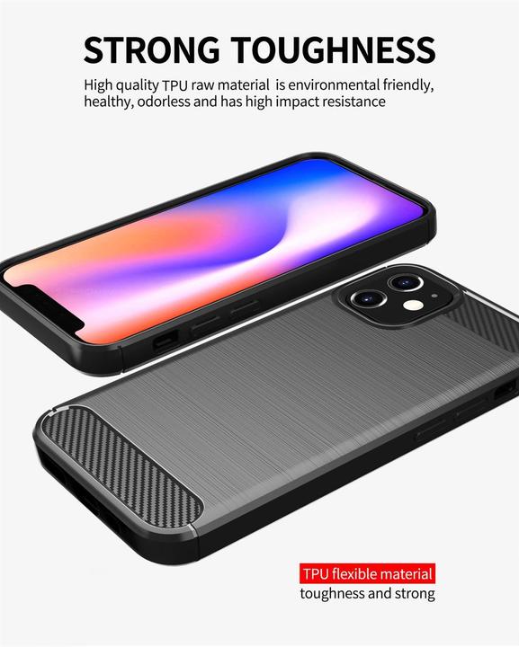 Image du produit Cadorabo TPU Ultra Slim carbon edelstahl Combi Cover (Apple iPhone 12 mini)