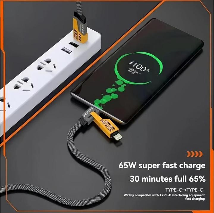Actual product image Ven-Dens 4-in-1 Flexible & Flip USB-C, Lightning, USB-A 65W, 27W PD cable 1.2m (USB 3.2 Gen 1)