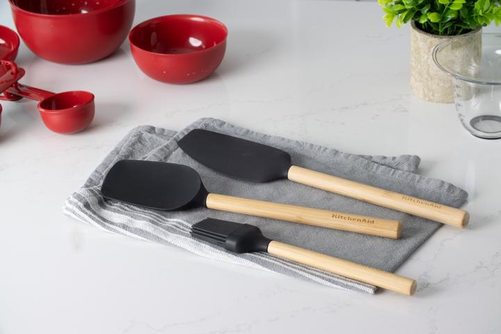 Actual product image KitchenAid 3-Piece Bamboo Baking Set with Spoon Spatula, Pastry Brush and Mixer Spatula