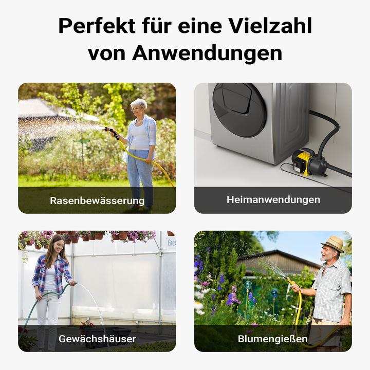 Image du produit Wiltec Pompe de jardin 2800l/h 600W Poignée de transport & Vis de purge Hauteur de débit 35m Eau douce (Pompe de jardin)