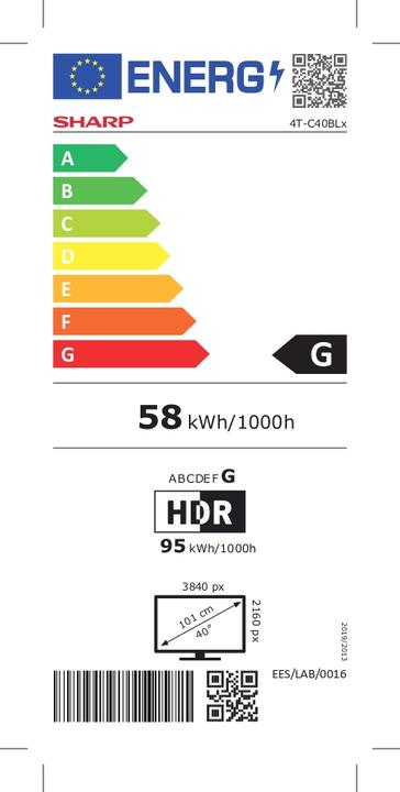 Energie-Label Sharp 40BL5EA (40", LCD, 4K, 2019)