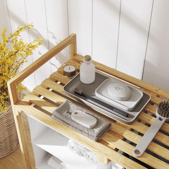 Actual product image Swisshandel24 Wäschekorb 4 Fächer Wäschesammler mit 2 ausziehbaren Wäschesäcken Weiss (83 l)
