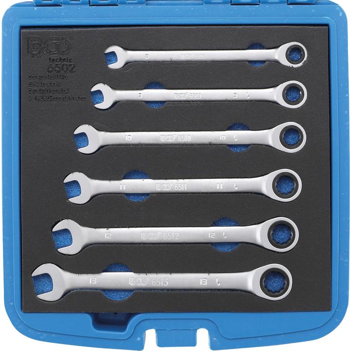 Actual product image BGS Ratchet Combination Wrench Set 8 - 13 mm 6 pcs. (12 mm, 10 mm, 11 mm, 8 mm, 9 mm, 13 mm)