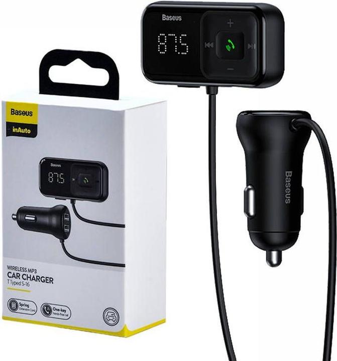 Image du produit Baseus Lecteur MP3 Bluetooth de voiture T Shaped S-16 Black OS