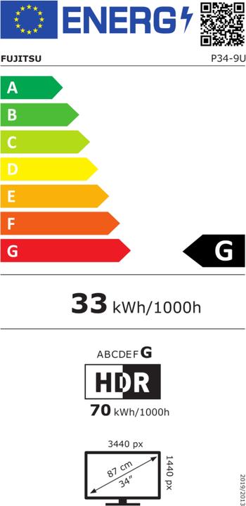 Energie-Label Fujitsu P34-9 US (3440 x 1440 Pixel, 34.10")