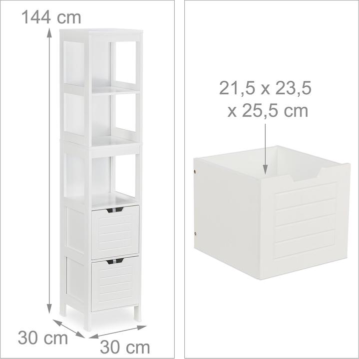 Actual product image Relaxdays Tall Bathroom Cabinet, 3 Shelves (30 x 30 x 144 cm)