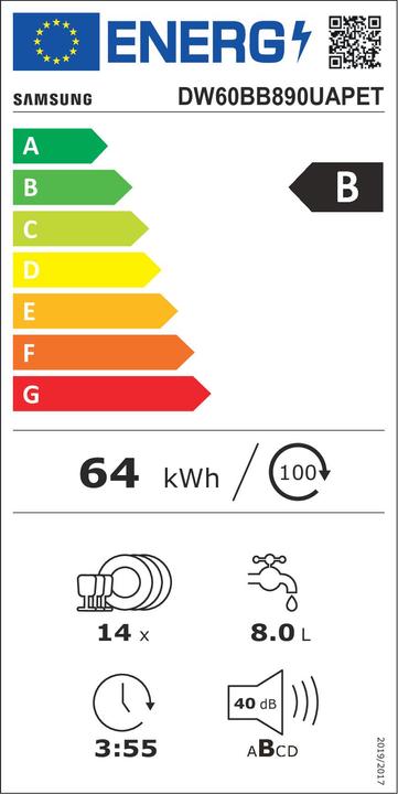 Label énergétique Samsung DW60BB890UAPET