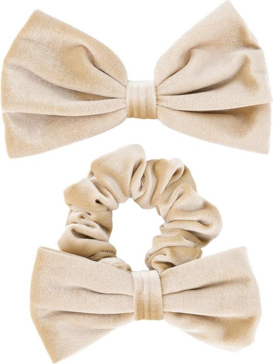 Image du produit Trisa Cheveux - Velvet Scrunchie & Bow Hair Clip Sand (Blasons)