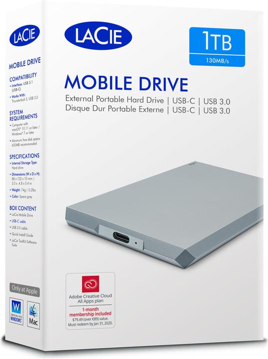 Produktbild LaCie Mobile Drive - Moon Silver (1 TB)