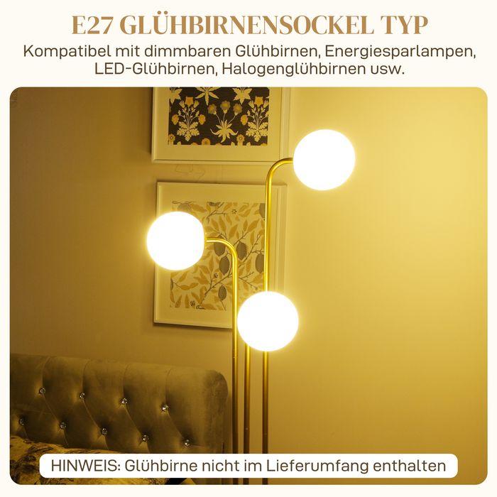 Immagine prodotto Swisshandel24 Stehlampe mit 3 Lampenschirmen, 120W Leselampe, 1,65 m hoch Nachttischlampe (E27)