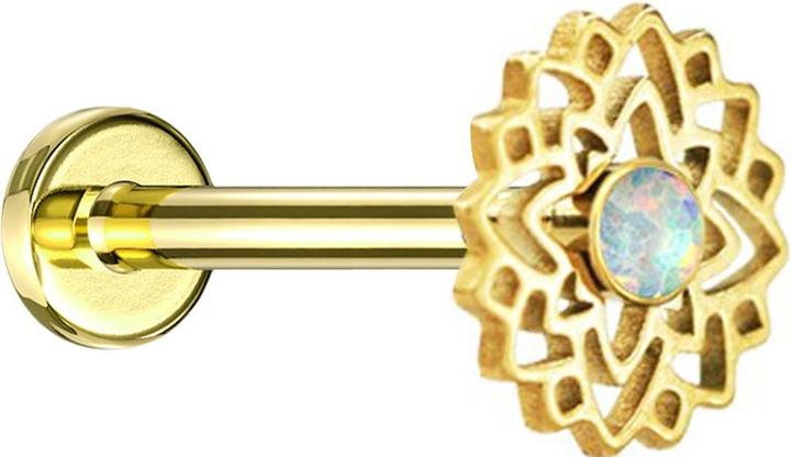 Star Piercing Flared Tunnel schwarz Totenkopf mit Schlange links (ohne Messing, Chirurgenstahl 316L)