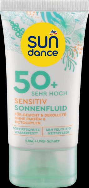 dm Sundance Sonnenfluid sensitiv (Sonnencreme, SPF 50+, 50 ml)