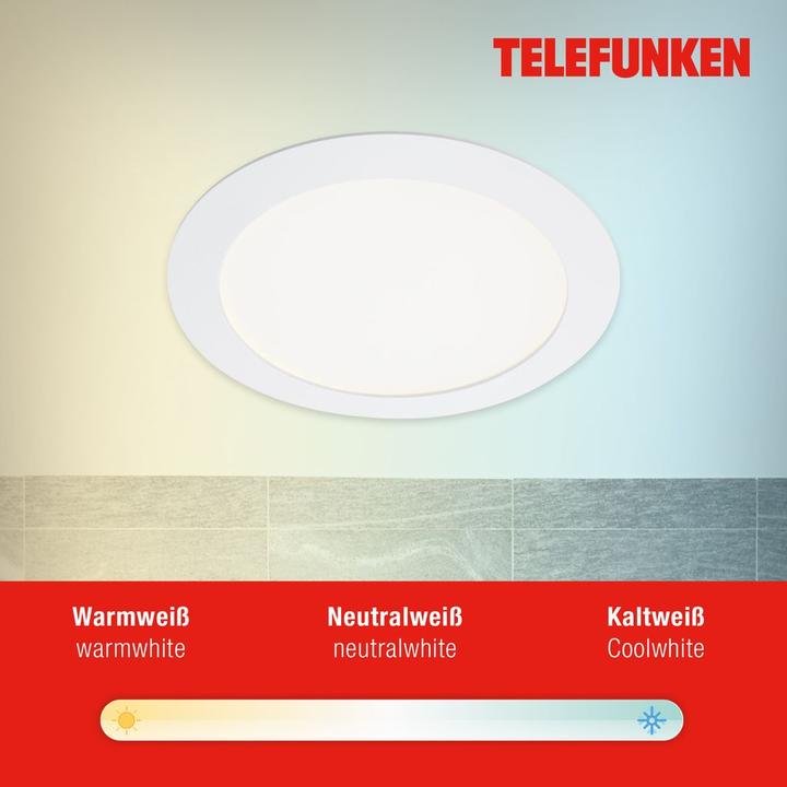 Immagine prodotto Telefunken Luce da incasso a LED dimmerabile IP23 WiFi RGBW 12W 1200 lm bianco caldo - bianco luce diurna (1200 lm)