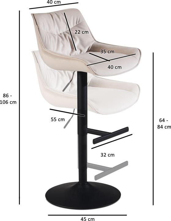 Image du produit FineBuy Tabouret de cuisine Tabouret de velours Tabouret de bistrot pivotant Chaise de bar moderne