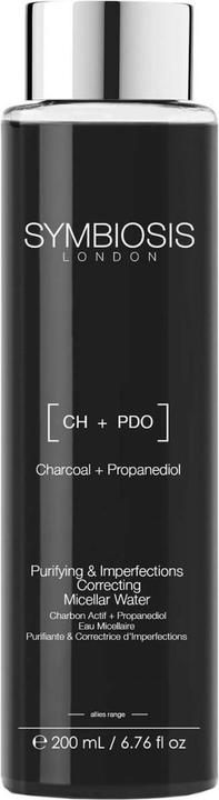 Immagine prodotto Symbiosis Carbone attivo + propanediolo) Acqua micellare per la pulizia e la correzione delle imperfezioni (Acqua micellare, 200 ml)