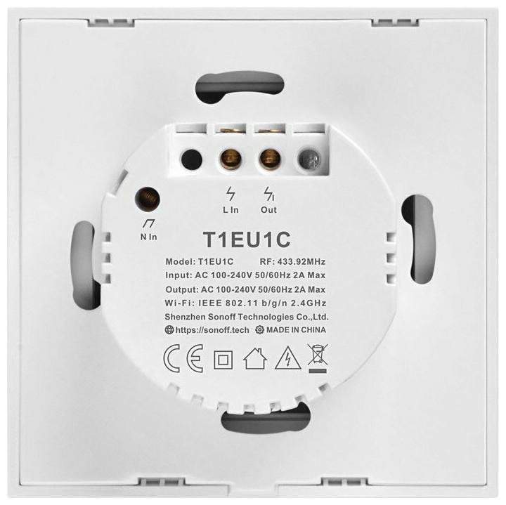 Image du produit Sonoff Smart Switch WiFi + RF 433 T1 EU TX (1-canal)