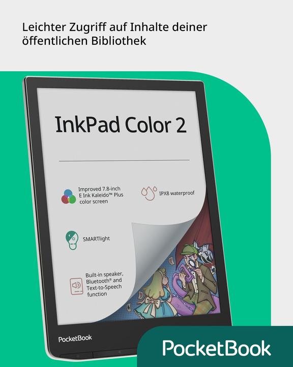 Image du produit PocketBook InkPad Color 2 (7.80", 32 Go, Lune d'argent)