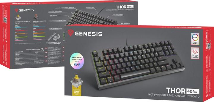 Actual product image Genesis Klawiatura THOR 404 TKL Gateron Yellow Pro (NKG-2069) (Eng. Int., Cable)