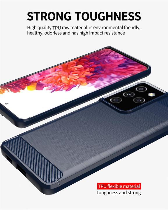 Actual product image Cadorabo TPU Ultra Slim carbon stainless steel Combi Cover (Samsung Galaxy S21 Ultra)