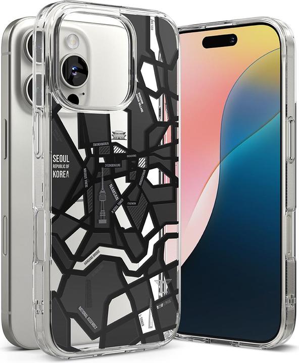 Actual product image Ringke Case for iPhone 16 Pro FUSION DESIGN SEOUL MAP BLACK (Apple iPhone 16 Pro)