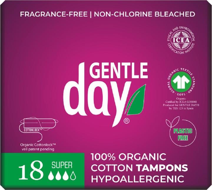 Produktbild Gentle Day Tampons mit 100 % ökologischer Baumwolle - Super 18 Stcs - sanfter Tag (18 x)