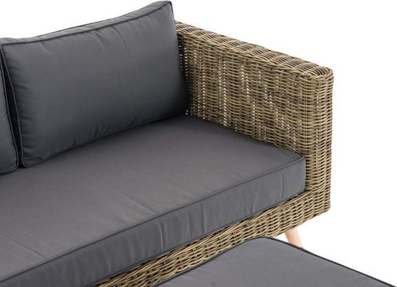 Image du produit Swisshandel24 Canapé 2 places Molde avec pouf en rotin rond natura 40 cm (marron clair), gris fer